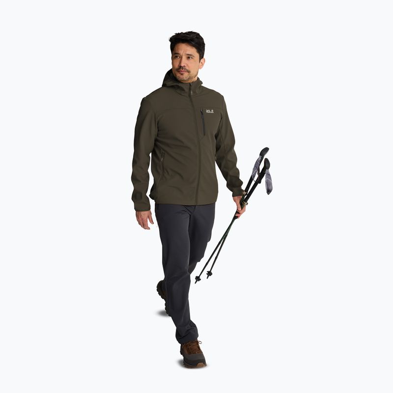 Geacă rezistentă la vânt pentru bărbați Jack Wolfskin Wild Winds Hooded obsidian moss 2