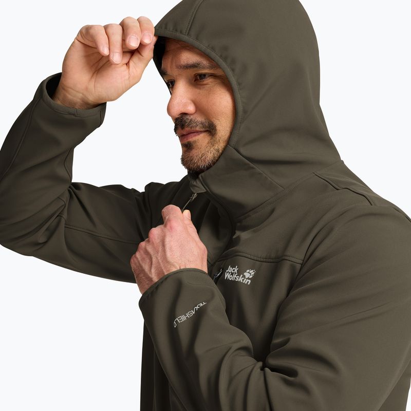 Geacă rezistentă la vânt pentru bărbați Jack Wolfskin Wild Winds Hooded obsidian moss 4