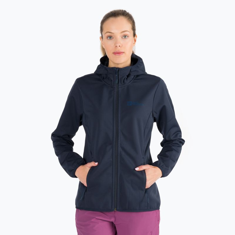 Jack Wolfskin jachetă softshell pentru femei Windhain Hoody albastru marin 1307481_1010