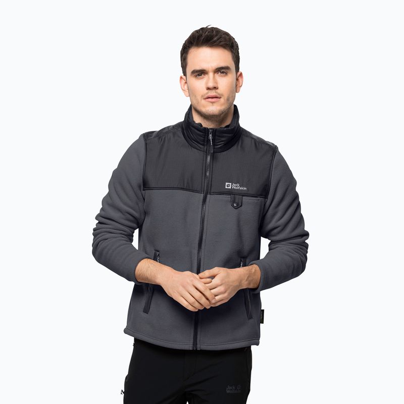 Jack Wolfskin bluză de bărbați Dna Grizzly gri fleece sweatshirt 1709982