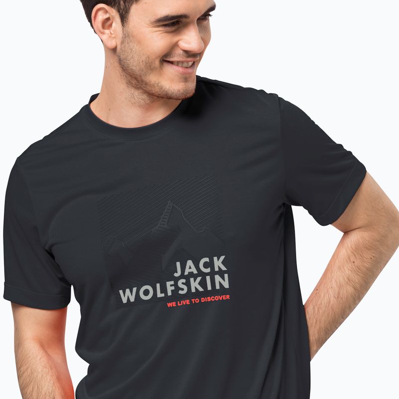 Bărbați Jack Wolfskin Hiking Graphic tricou gri 1808761_6230 3