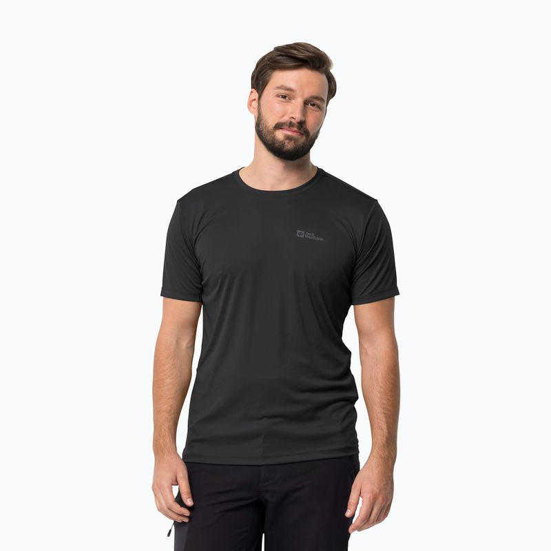 Tricou de trekking pentru bărbați Jack Wolfskin Tech negru 1807072