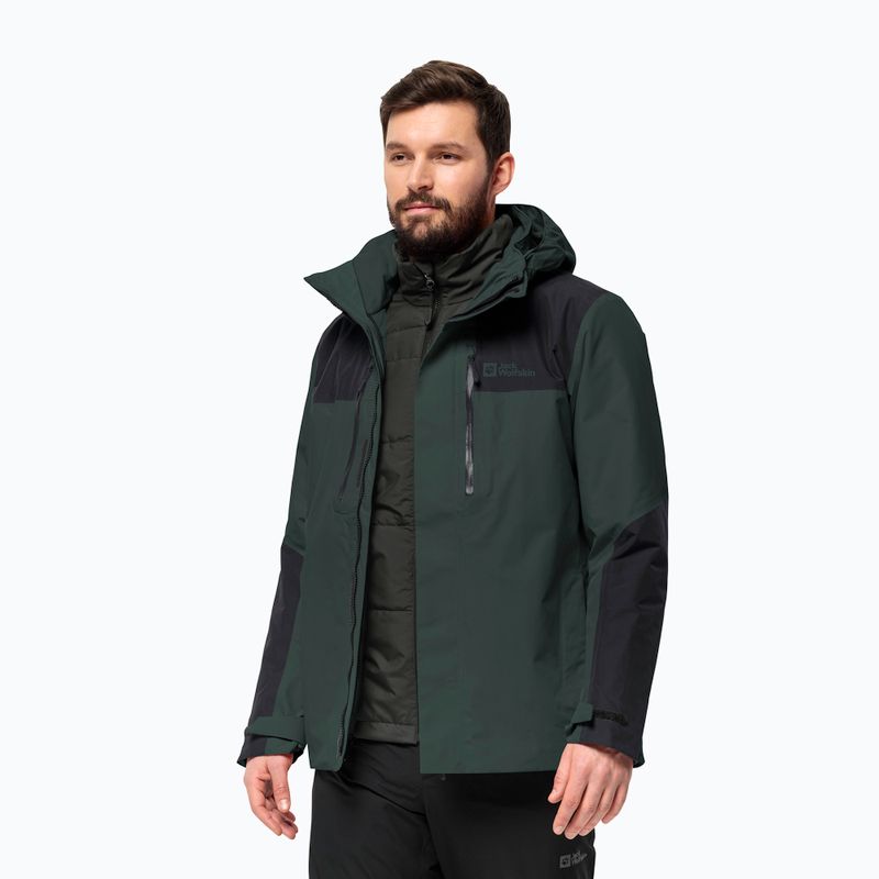 Jack Wolfskin jachetă de ploaie Jasper 3in1 pentru bărbați, negru măsliniu 2