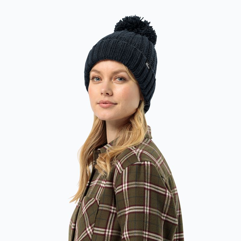 Căciulă de iarnă pentru femei Jack Wolfskin Highloft Knit Beanie albastru noapte 2