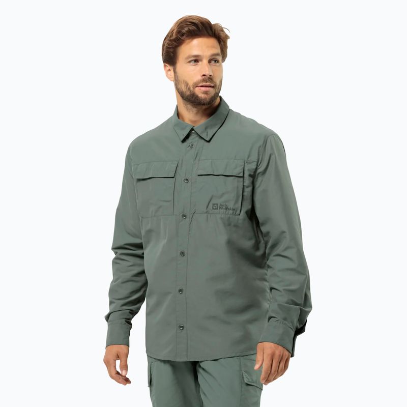 Tricou de trekking pentru bărbați Jack Wolfskin Barrier L/S hedge green