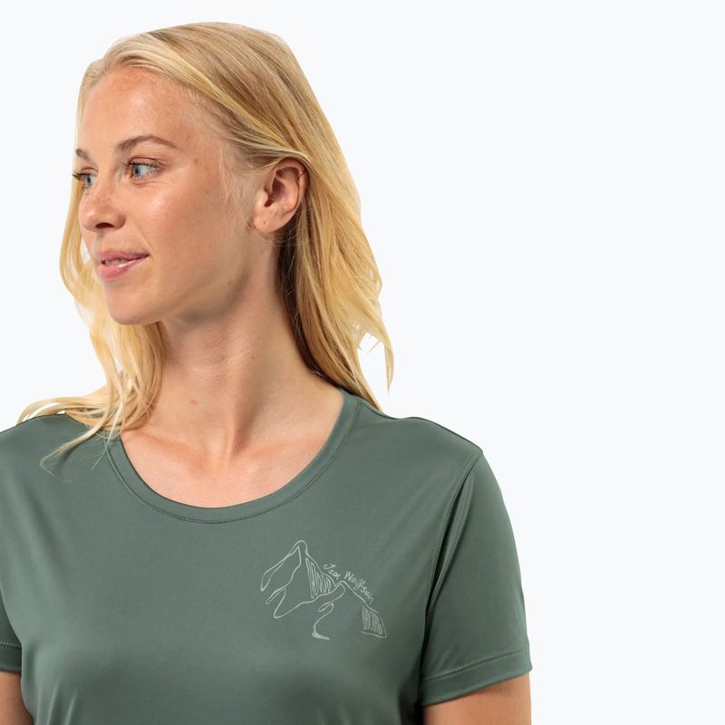 Tricou de trekking pentru femei Jack Wolfskin Peak Graphic hedge green