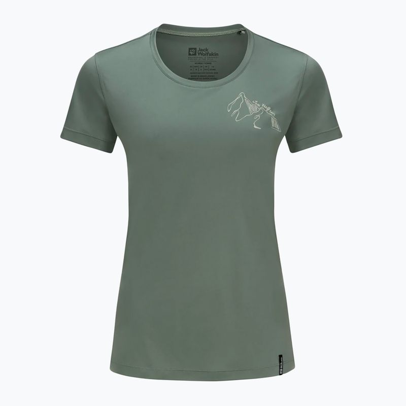 Tricou de trekking pentru femei Jack Wolfskin Peak Graphic hedge green