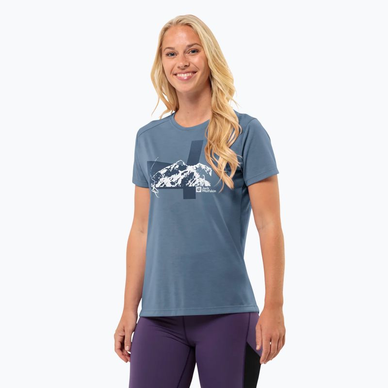 Tricou de trekking pentru femei Jack Wolfskin Vonnan S/S Graphic elemental blue