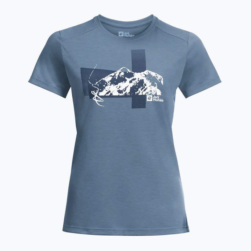 Tricou de trekking pentru femei Jack Wolfskin Vonnan S/S Graphic elemental blue 4