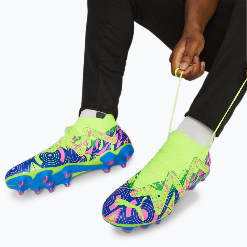 PUMA Future Match Energy FG/AG ghete de fotbal pentru bărbați ultra albastru/alerta galbenă/roz luminos 16