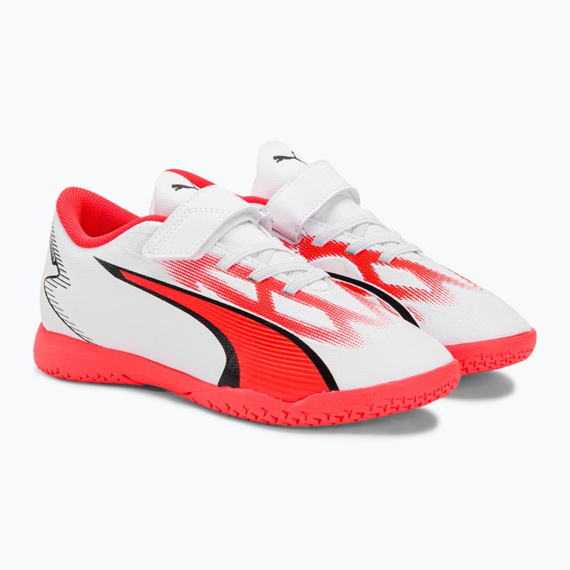 PUMA Ultra Play IT V Jr ghete de fotbal pentru copii puma alb/puma negru/fire orchid