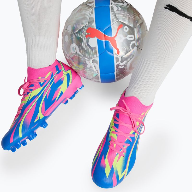PUMA Ultra Match Energy FG/AG ghete de fotbal pentru bărbați roz luminos/alarmă galbenă/alarmă galbenă/albastru ultra 18