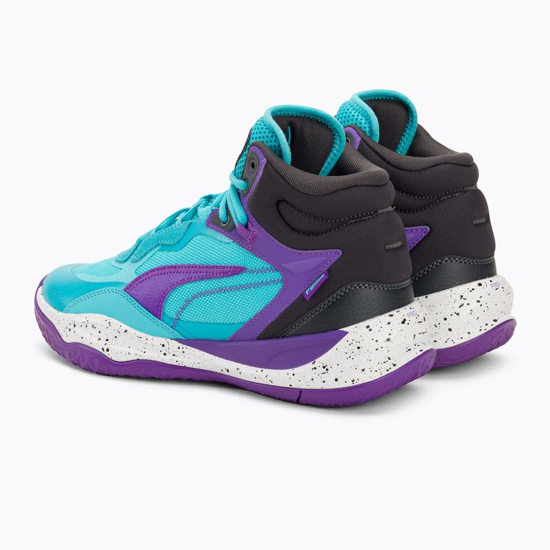 Pantofi de baschet pentru bărbați PUMA Playmaker Pro Mid purpuriu glimmer/bright aqua/strong gray/white 3