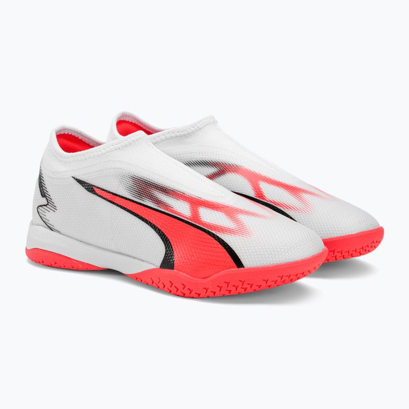 PUMA Ultra Match LL IT + Mid Jr ghete de fotbal pentru copii puma alb / puma negru / orhidee de foc 4