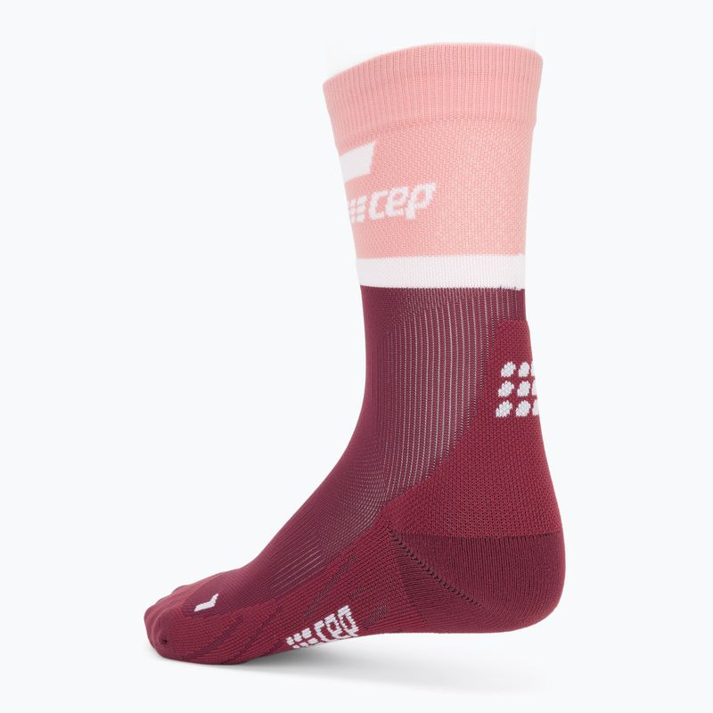 Șosete compresive de alergat pentru femei CEP 4.0 Mid Cut rose/dark red 2