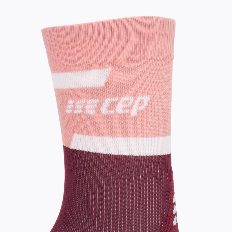 Șosete compresive de alergat pentru femei CEP 4.0 Mid Cut rose/dark red 3