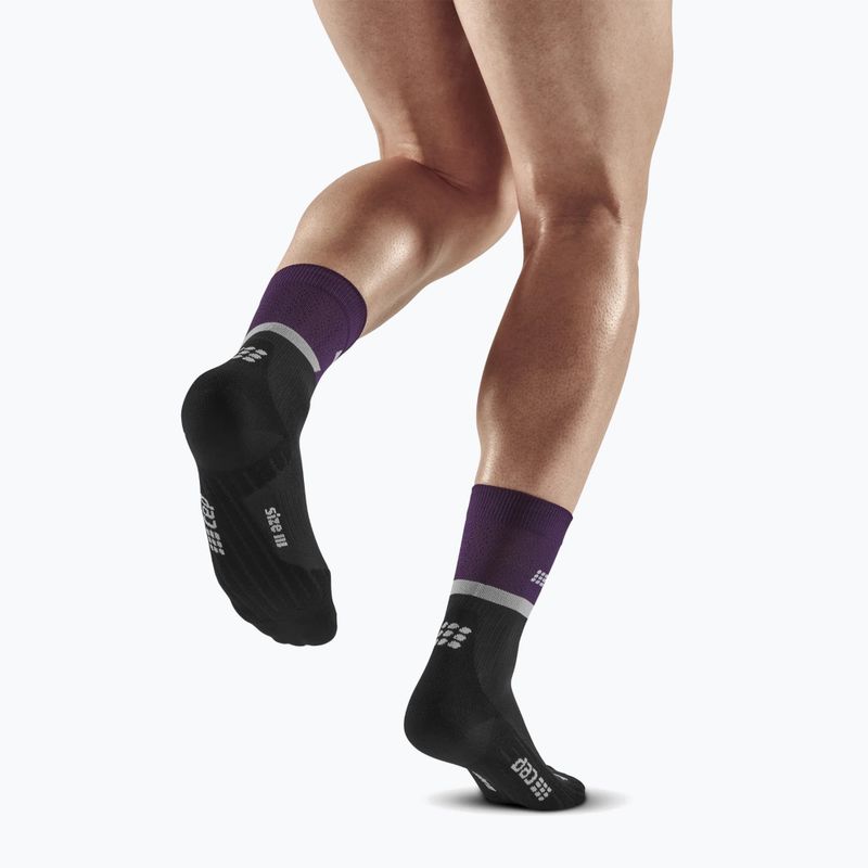 Șosete compresive de alergat pentru bărbați CEP 4.0 Mid Cut violet/black
