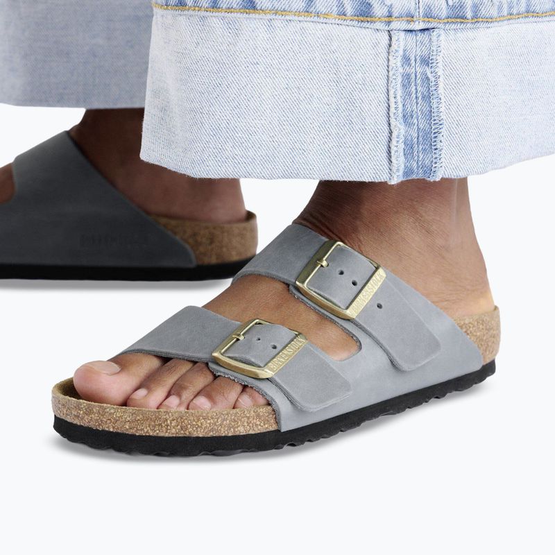Papuci pentru femei BIRKENSTOCK Arizona LEOI Narrow basalt gray 10