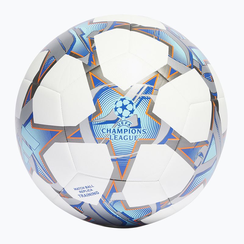 Minge de fotbal adidas UCL Training 23/24 white/silver metallic/bright cyan/royal mărime 4