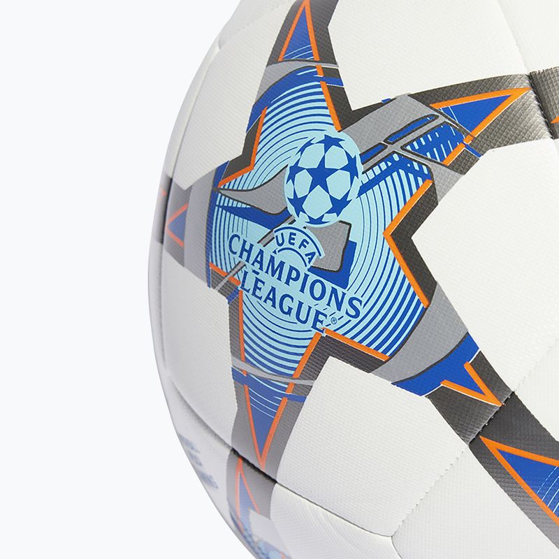 Minge de fotbal adidas UCL Training 23/24 white/silver metallic/bright cyan/royal mărime 4 3