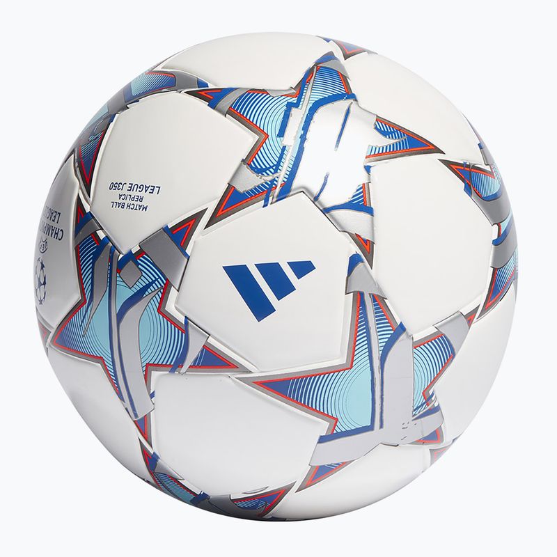 Minge de fotbal adidas UCL League 23/24 white/silver metallic/bright cyan/royal blue mărime 4 2