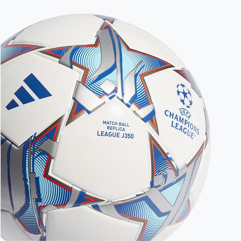 Minge de fotbal adidas UCL League 23/24 white/silver metallic/bright cyan/royal blue mărime 4 4