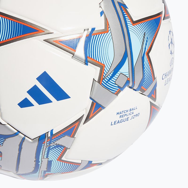 Minge de fotbal adidas UCL Junior 290 League 23/24 white/silver metallic/bright cyan mărime 4 2