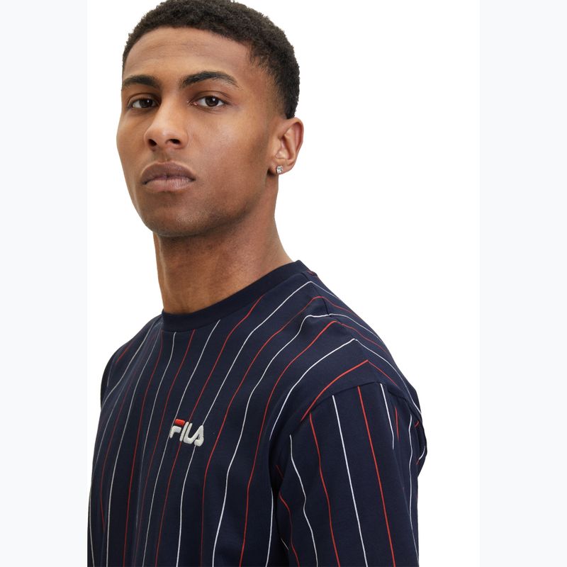 Tricou pentru bărbați FILA Lobito Pinstriped black iris/two color stiped