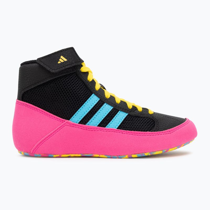 Încălțăminte de box pentru copii adidas Havoc core black/signal cyan/yellow 2
