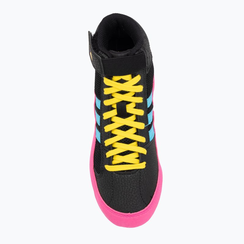 Încălțăminte de box pentru copii adidas Havoc core black/signal cyan/yellow 5