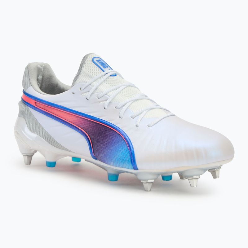 Încălțăminte de fotbal pentru bărbați  PUMA King Ultimate MxSG puma white/bluemazing/flat light grey/sunset glow