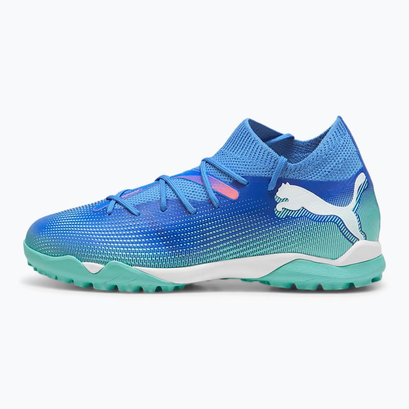 Încălțăminte de fotbal pentru copii PUMA Future 7 Match TT + Mid Jr bluemazing/puma white/electric peppermint 2