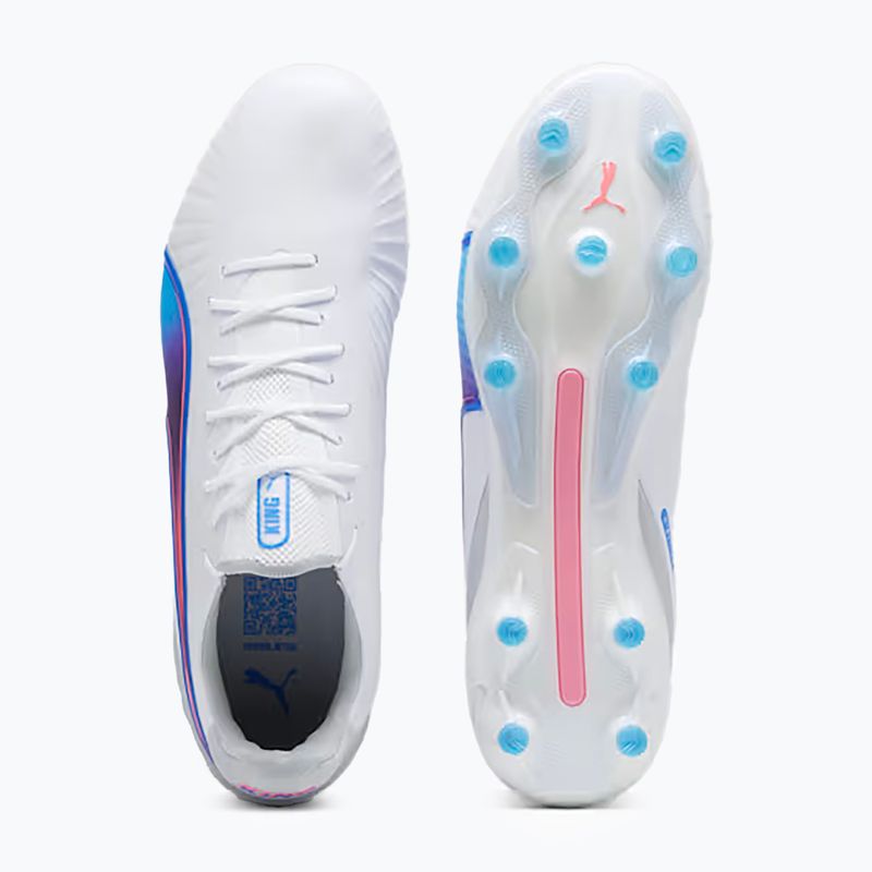 Încălțăminte de fotbal PUMA King Ultimate FG/AG puma white/bluemazing/flat light grey/sunset glow 11