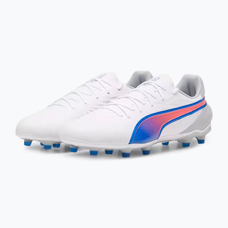 Încălțăminte de fotbal PUMA King Match FG/AG puma white/bluemazing/flat light grey/sunset glow 8
