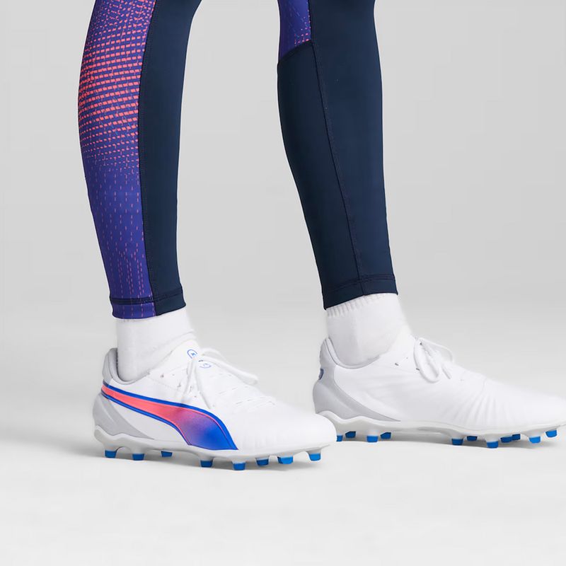 Încălțăminte de fotbal PUMA King Match FG/AG puma white/bluemazing/flat light grey/sunset glow 14