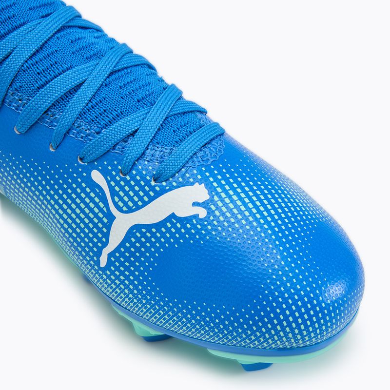 Încălțăminte de fotbal pentru copii PUMA Future 7 Play FG/AG Jr hyperlink blue/mint/puma white 7
