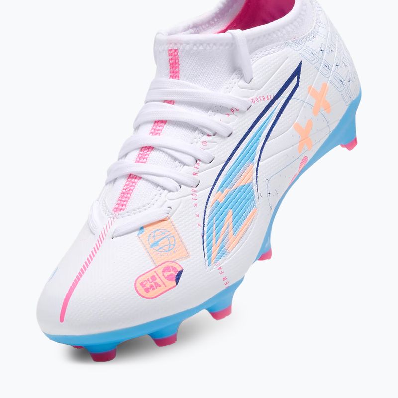 Încălțăminte de fotbal pentru copii PUMA Ultra 5 Match Vol. Up FG/AG Jr puma white/luminous blue 5