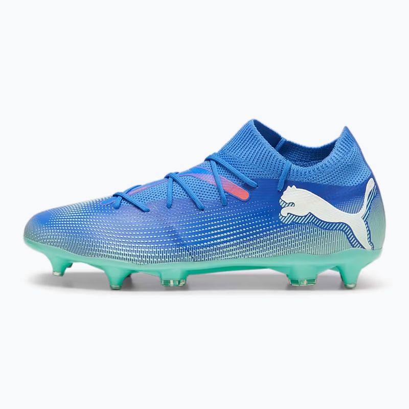 Încălțăminte de fotbal PUMA Future 7 Match MxSG blue mazing/puma white/electric peppermint 2