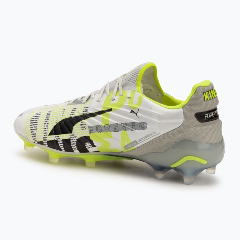 Încălțăminte de fotbal pentru bărbați  PUMA King Ultimate Forever FG/AG feather gray/electric lime/puma white/flat light gray 3