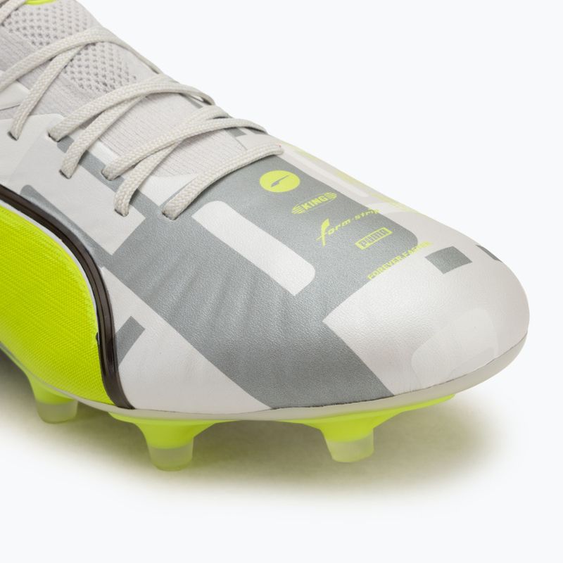 Încălțăminte de fotbal pentru bărbați  PUMA King Ultimate Forever FG/AG feather gray/electric lime/puma white/flat light gray 7