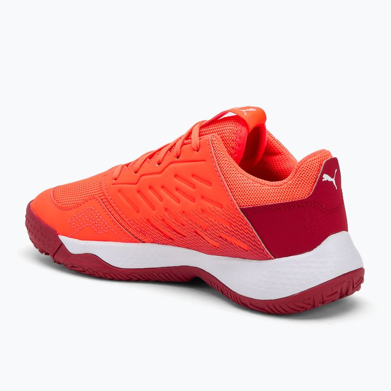 Încălțăminte de handbal pentru copii PUMA Accelerate Jr glowing red/white/dark crimson/black 3