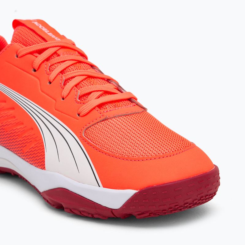 Încălțăminte de handbal pentru copii PUMA Accelerate Jr glowing red/white/dark crimson/black 7