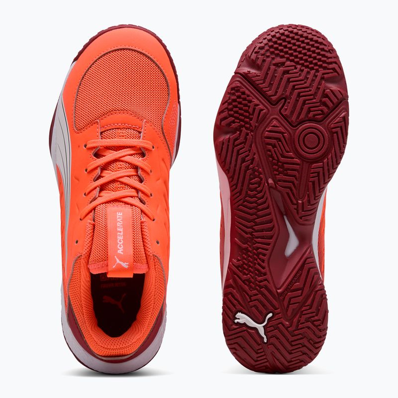 Încălțăminte de handbal pentru copii PUMA Accelerate Jr glowing red/white/dark crimson/black 10