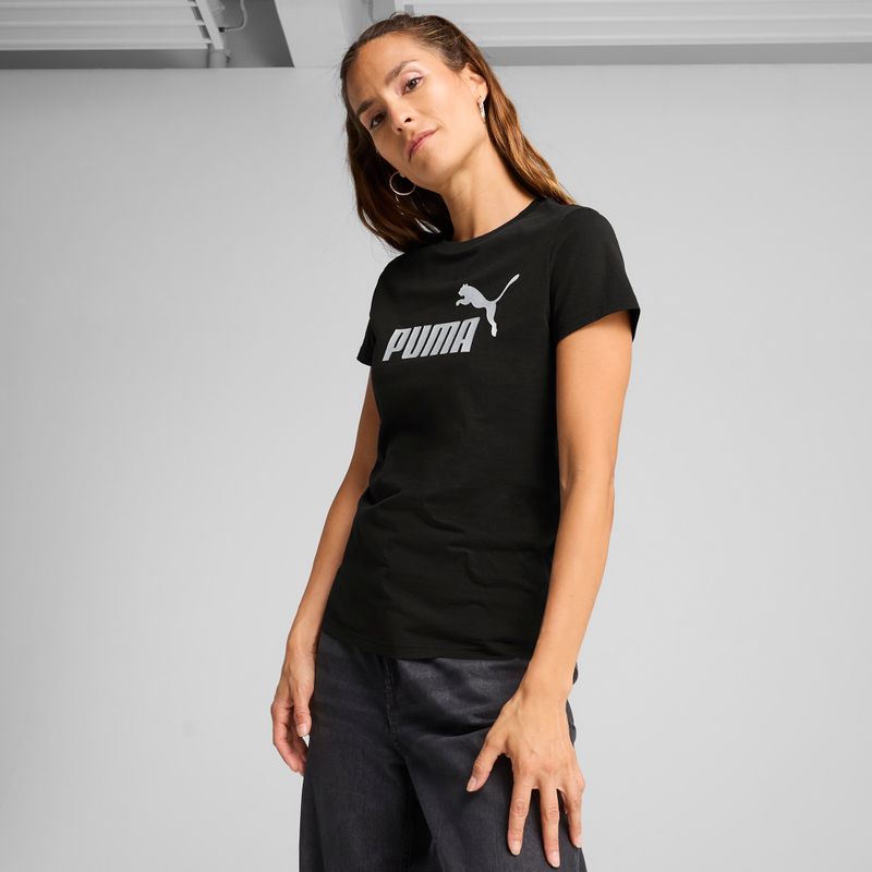 Tricou pentru femei PUMA ESS Metallic No. 1 Logo Tee puma black/metallic silver 3