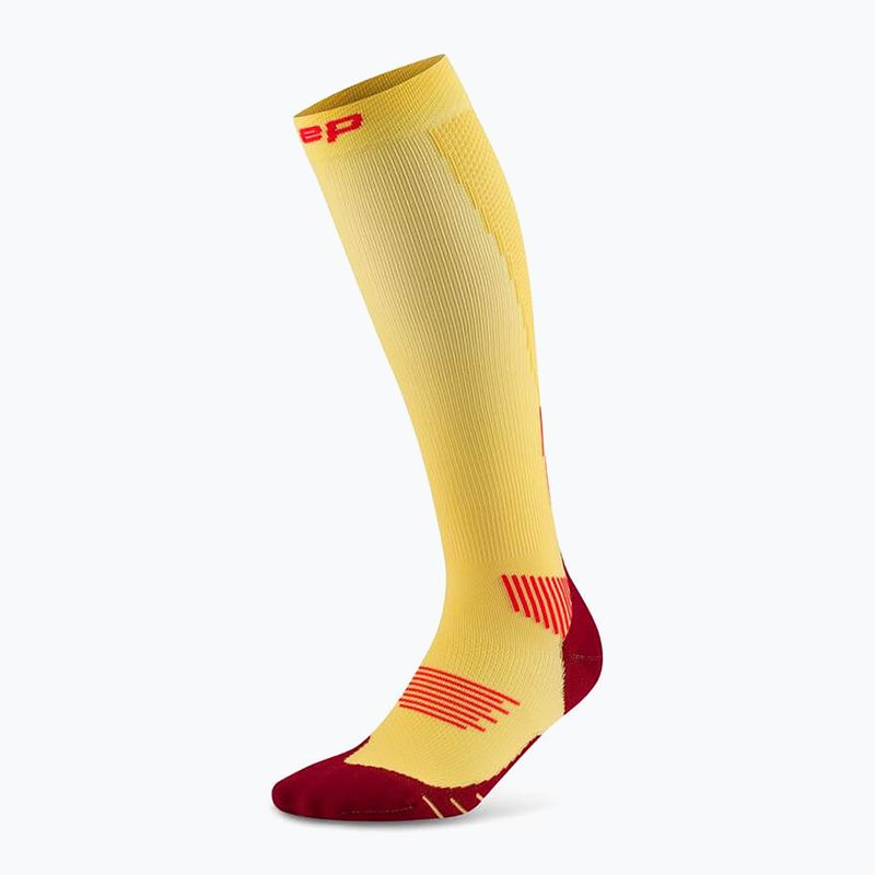 Șosete compresive pentru femei CEP Run Tall 5.0 marigold/burgundy 2