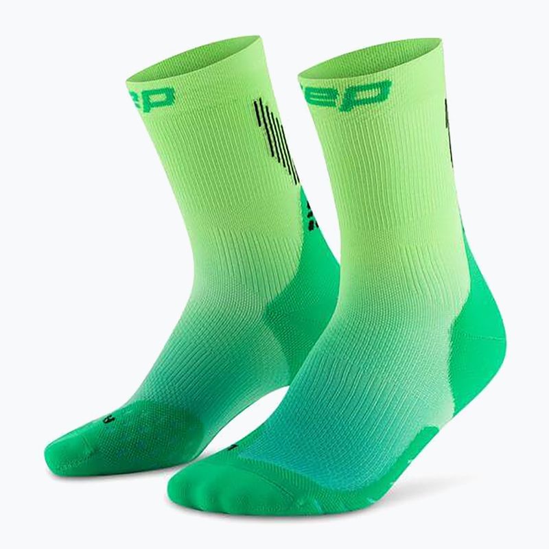 Șosete compresive pentru femei CEP Run Edt. Gradient Mid Cut Compression 5.0 green/lime fade