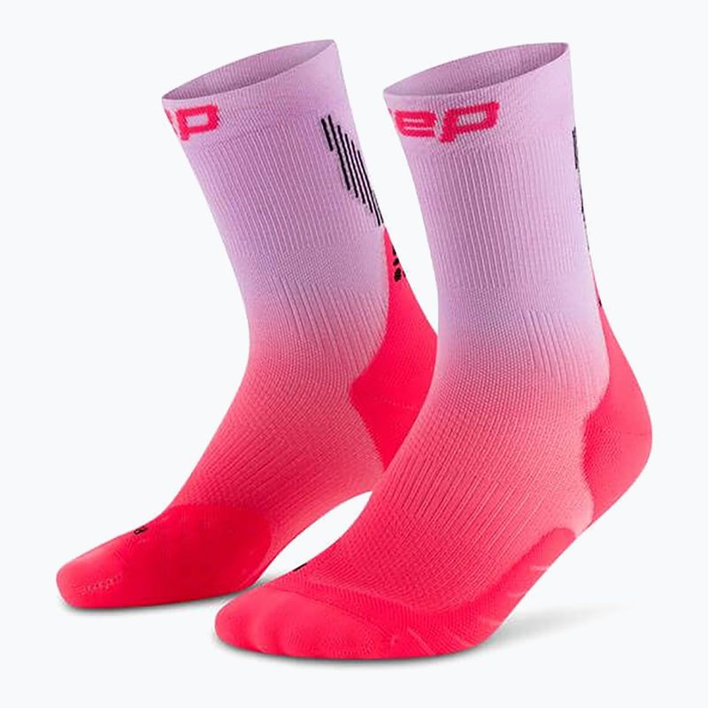 Șosete compresive pentru femei CEP Run Edt. Gradient Mid Cut Compression 5.0 pink/lilac fade