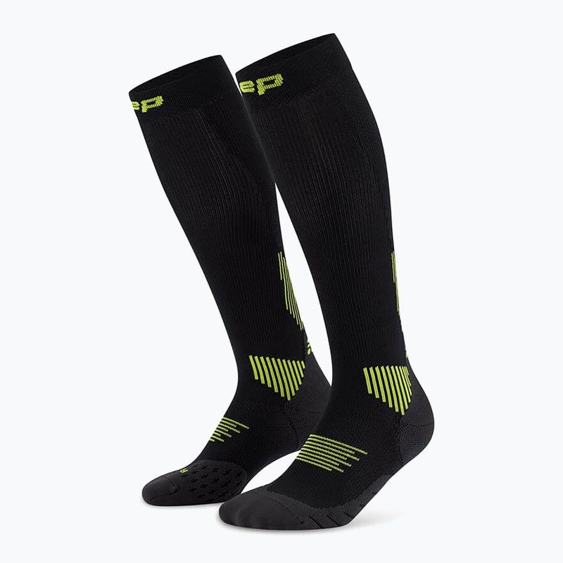 Șosete compresive pentru bărbați CEP Run Tall 5.0 black/lime