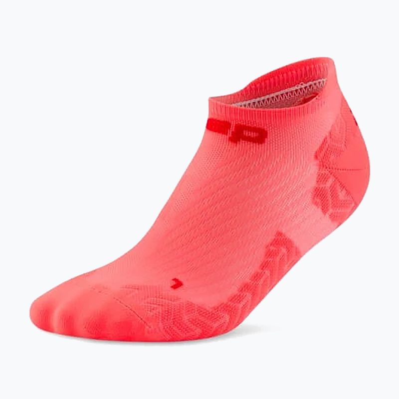 Șosete compresive pentru bărbați CEP Ultralight No Show 4.0 neon coral/red 2