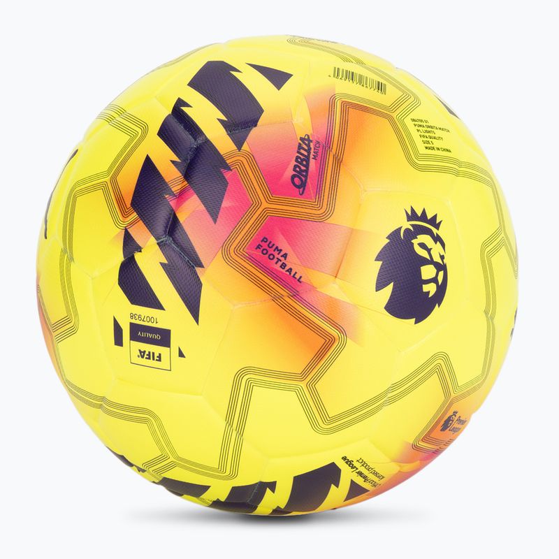 Minge de fotbal PUMA Orbita Match PL Lights FIFA Quality fluo yellow/multicolor mărime 5 2